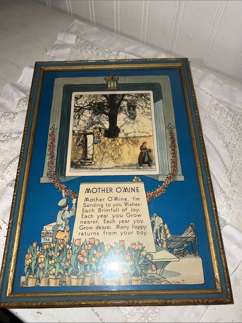 Buzza Mottos Framed Mother o’mine print 1920s Art Deco
